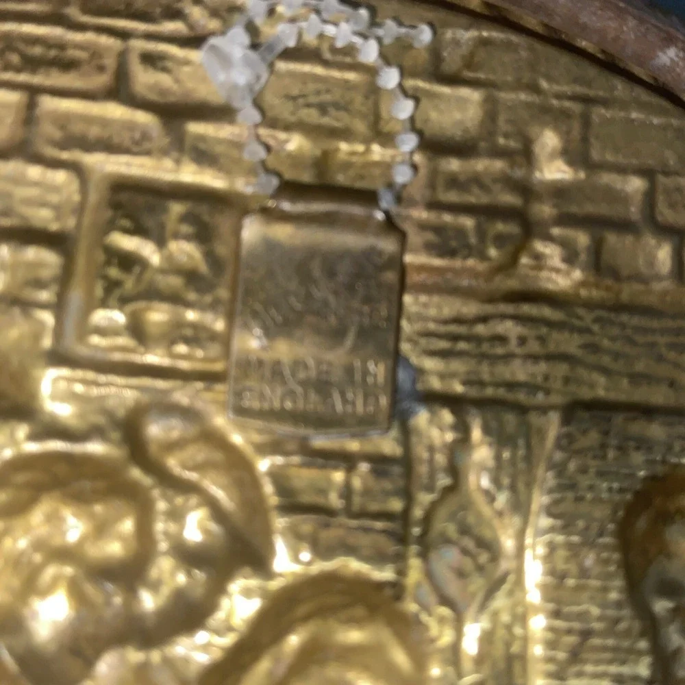 Brass Embossed 3D Tavern Scene Plates Wall Hangings 6.5